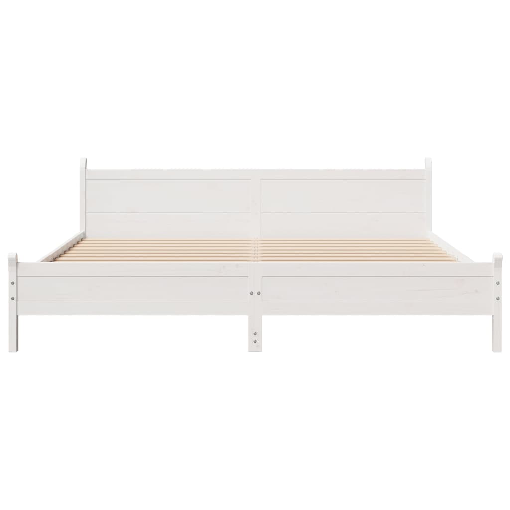 Bedframe zonder matras massief grenenhout wit 180x200 cm