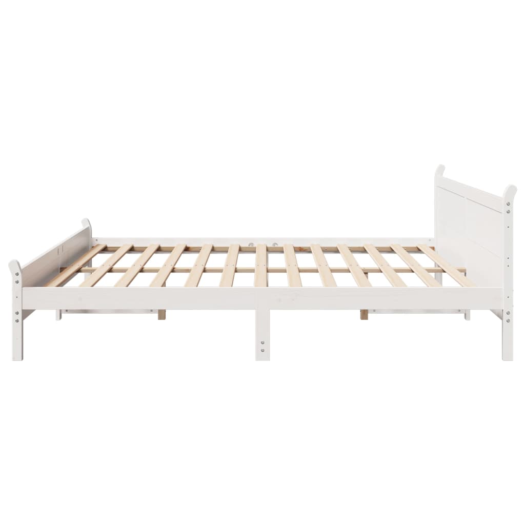 Bedframe zonder matras massief grenenhout wit 180x200 cm