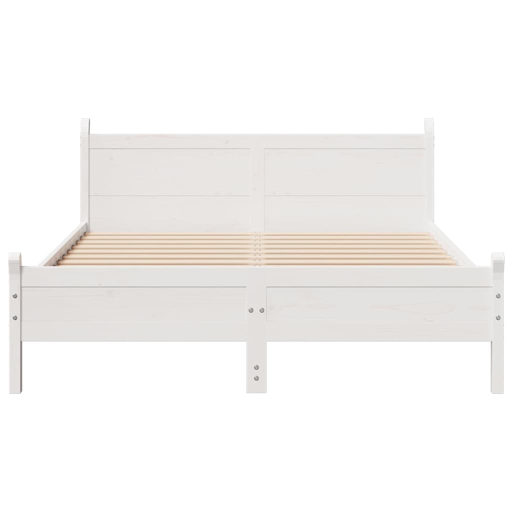 Bedframe zonder matras massief grenenhout wit 160x200 cm