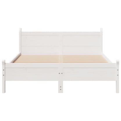 Bedframe zonder matras massief grenenhout wit 160x200 cm