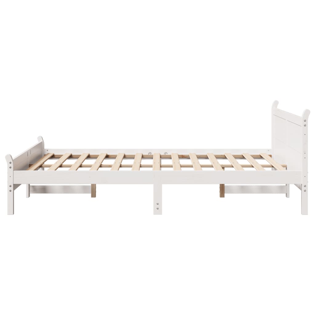 Bedframe zonder matras massief grenenhout wit 160x200 cm