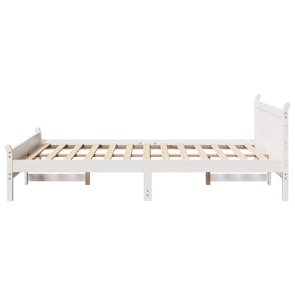 Bedframe zonder matras massief grenenhout wit 160x200 cm