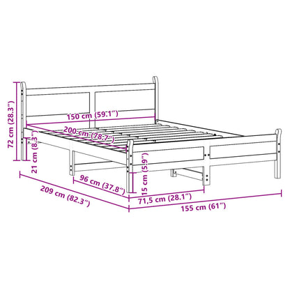 Bedframe zonder matras massief grenenhout 150x200 cm