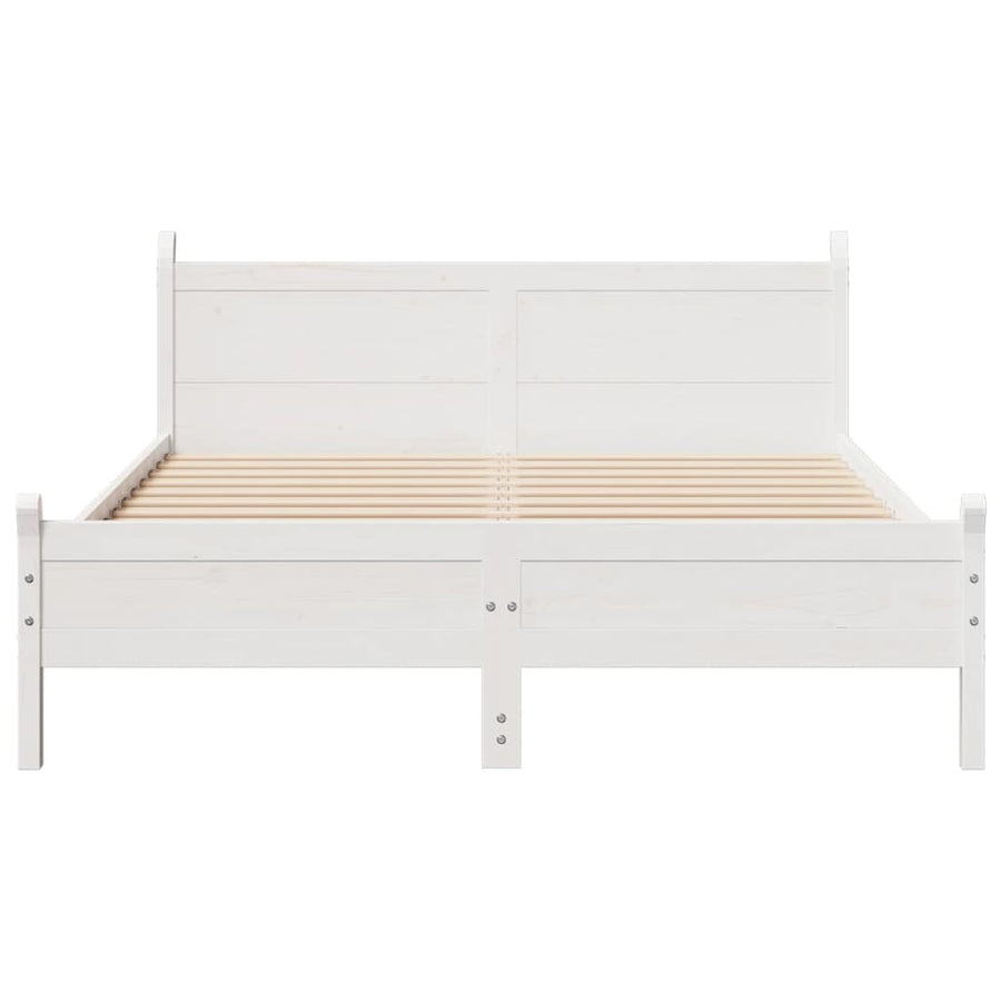 Bedframe zonder matras massief grenenhout wit 150x200 cm