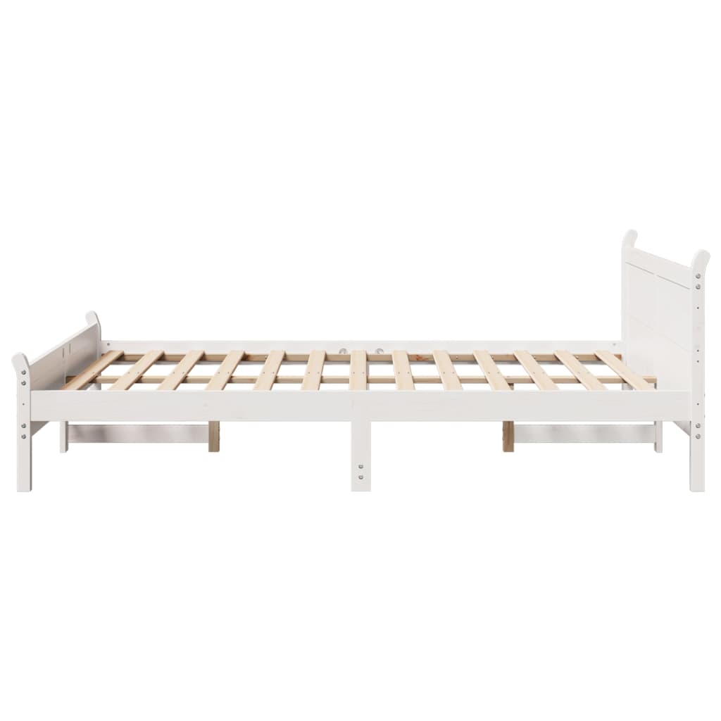 Bedframe zonder matras massief grenenhout wit 150x200 cm