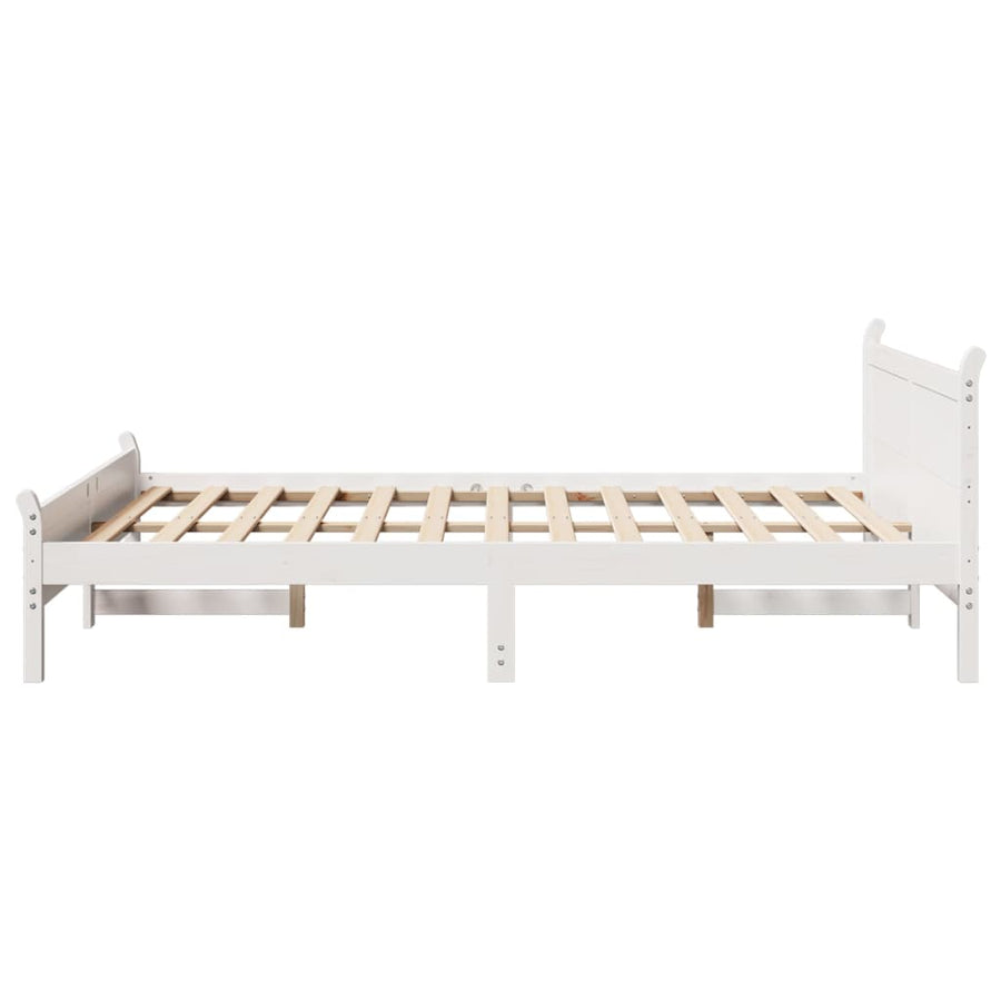 Bedframe zonder matras massief grenenhout wit 150x200 cm