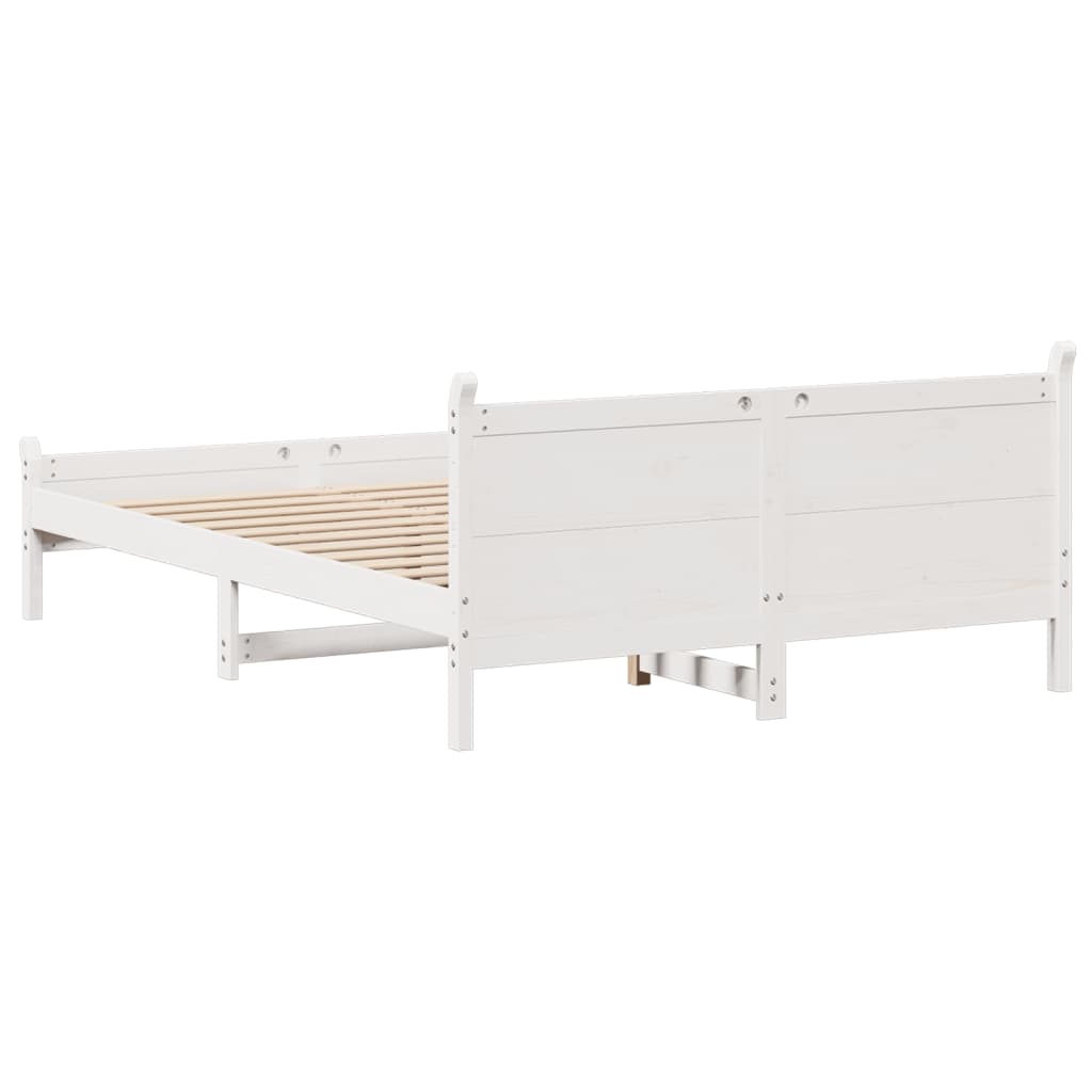 Bedframe zonder matras massief grenenhout wit 150x200 cm