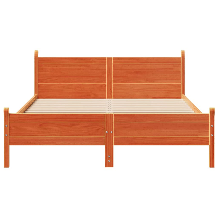 Bedframe zonder matras massief grenenhout wasbruin 150x200 cm