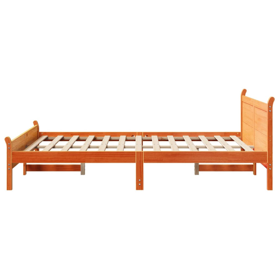 Bedframe zonder matras massief grenenhout wasbruin 150x200 cm