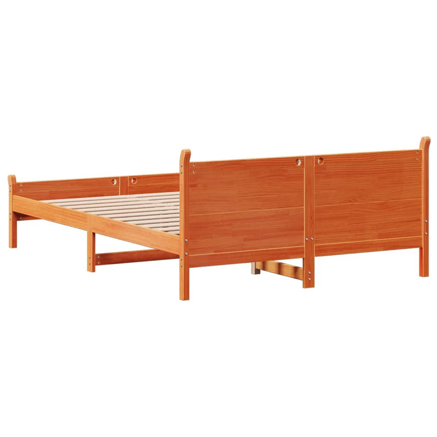 Bedframe zonder matras massief grenenhout wasbruin 150x200 cm