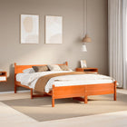 Pine Wood Bed Frame without Mattress Washed Brown 150x200 cm