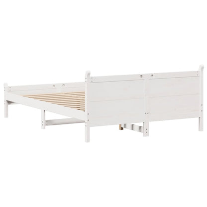 Bedframe zonder matras massief grenenhout wit 140x200 cm