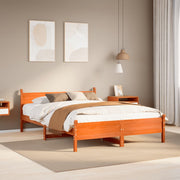 Bedframe massief grenenhout wasbruin 140x200 cm