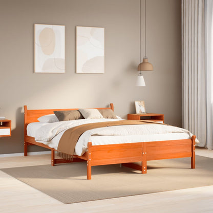 Bedframe zonder matras massief grenenhout wasbruin 140x200 cm