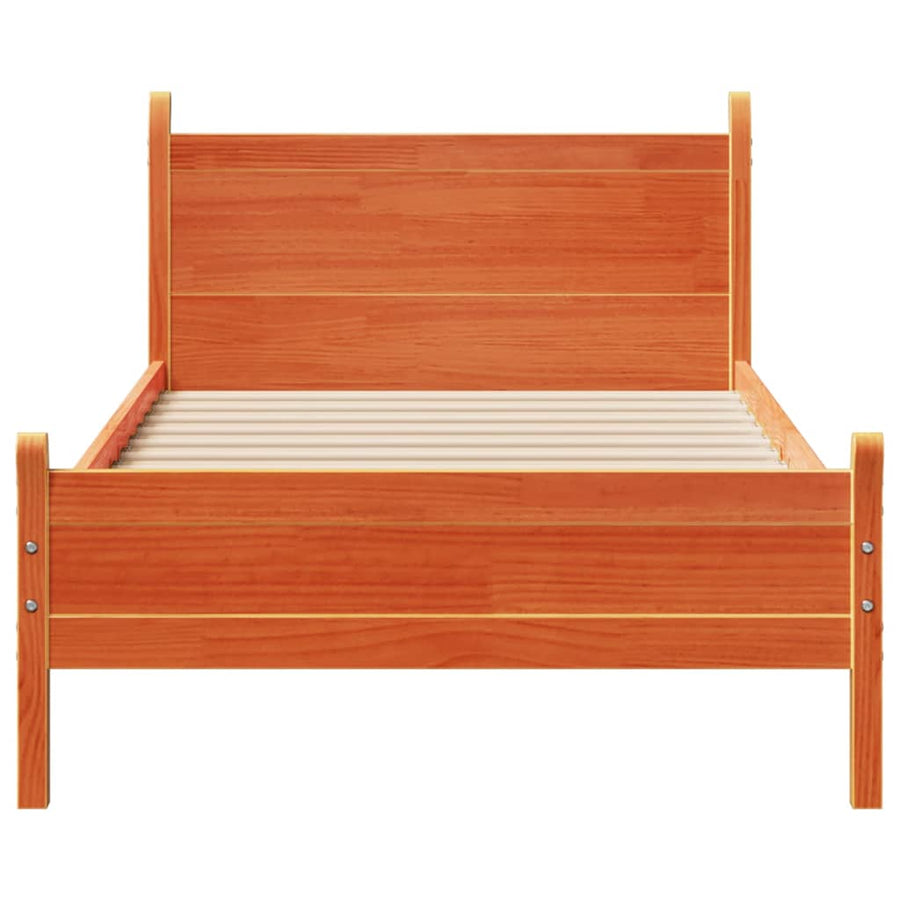 Bedframe zonder matras massief grenenhout wasbruin 100x200 cm