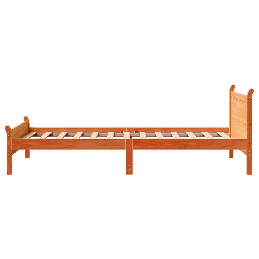 Bedframe zonder matras massief grenenhout wasbruin 100x200 cm