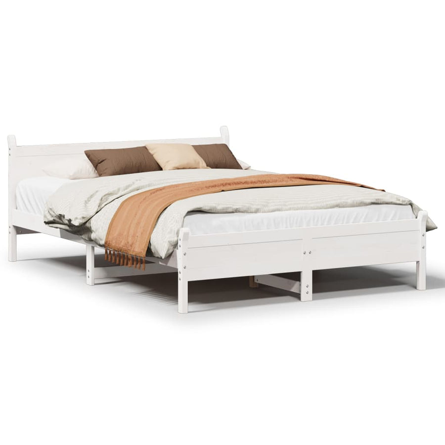 Bedframe zonder matras massief grenenhout wit 140x190 cm