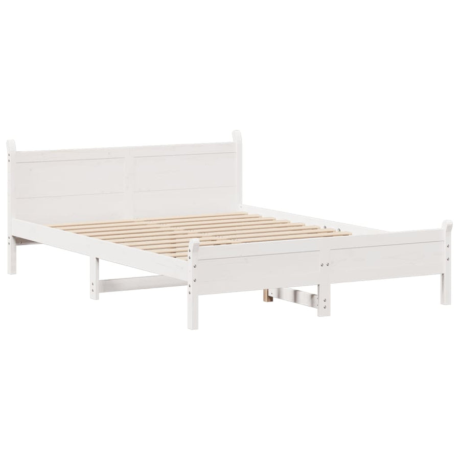 Bedframe zonder matras massief grenenhout wit 140x190 cm