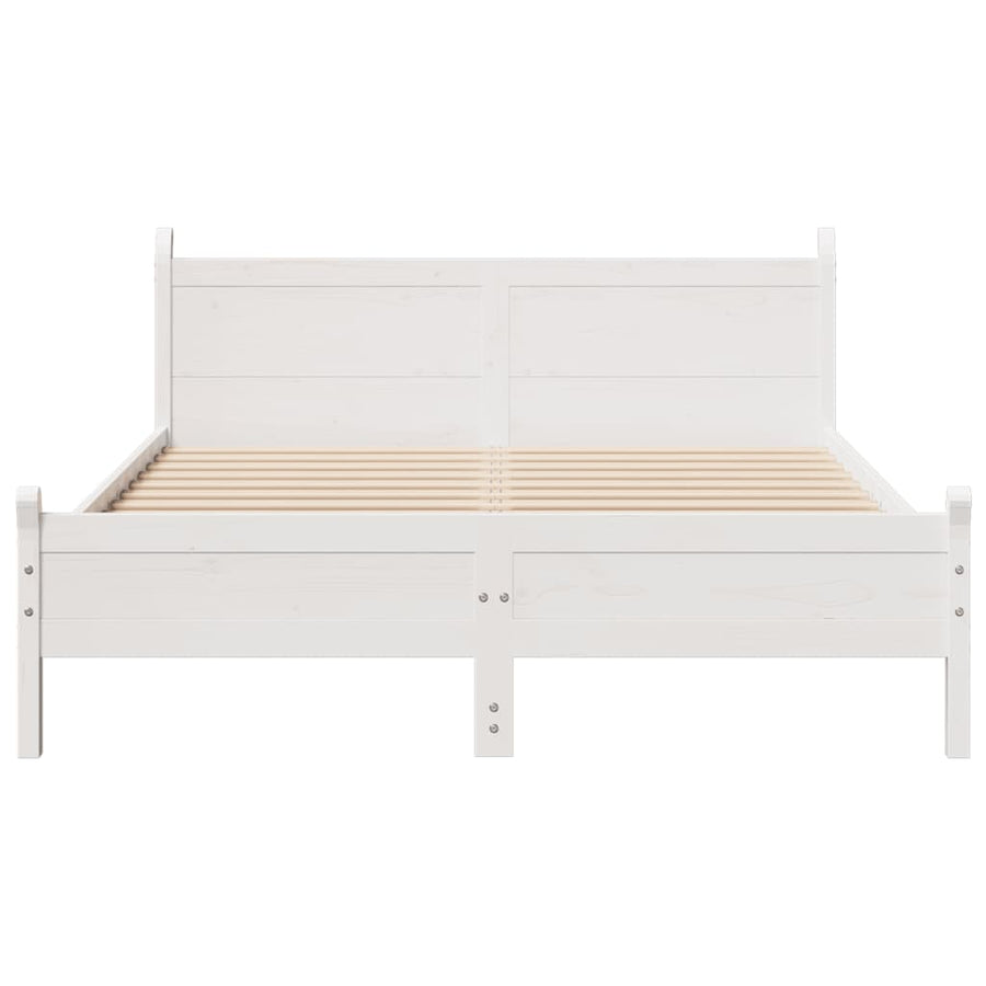 Bedframe zonder matras massief grenenhout wit 140x190 cm