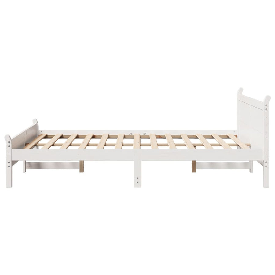 Bedframe zonder matras massief grenenhout wit 140x190 cm