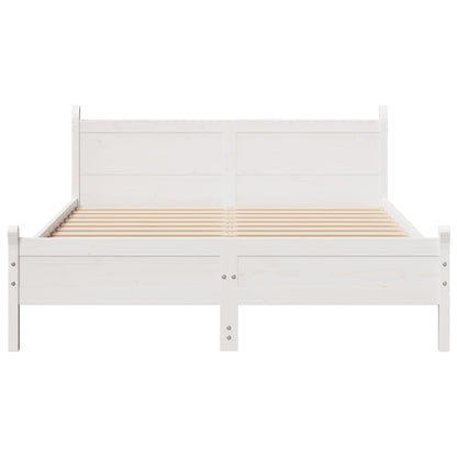 Bedframe zonder matras massief grenenhout wit 135x190 cm