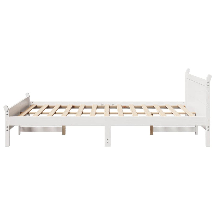 Bedframe zonder matras massief grenenhout wit 135x190 cm