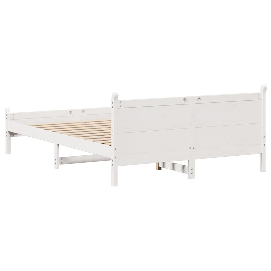 Bedframe zonder matras massief grenenhout wit 135x190 cm