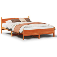 Bedframe zonder matras massief grenenhout wasbruin 120x190 cm