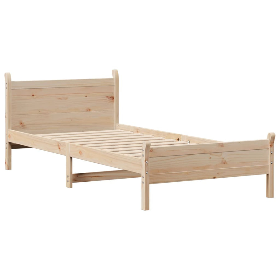 Bedframe zonder matras massief grenenhout 75x190 cm