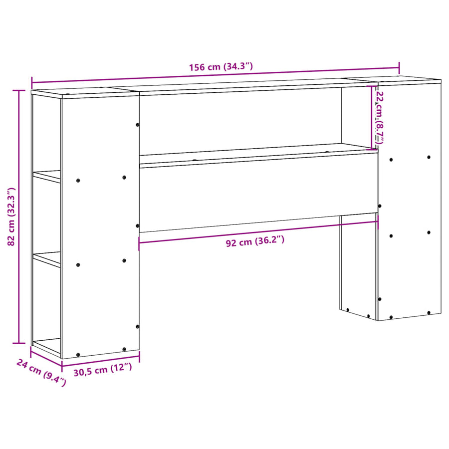 Hoofdbord met opbergruimte 150 cm massief grenenhout wit