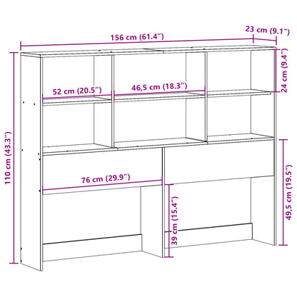 Hoofdbord met opbergruimte 150 cm massief grenenhout wasbruin
