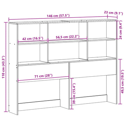 Hoofdbord met opbergruimte 140 cm massief grenenhout
