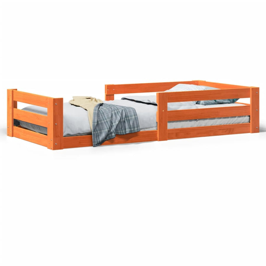 Bedframe zonder matras massief grenenhout wasbruin 80x200 cm