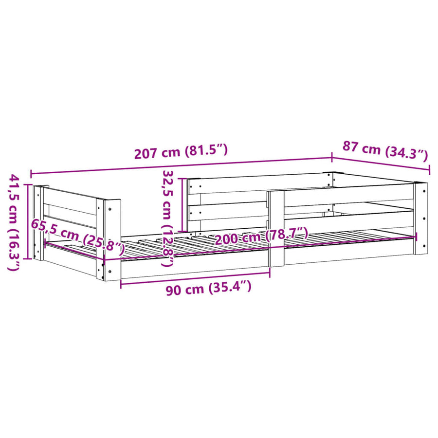 Bedframe zonder matras massief grenenhout wasbruin 80x200 cm