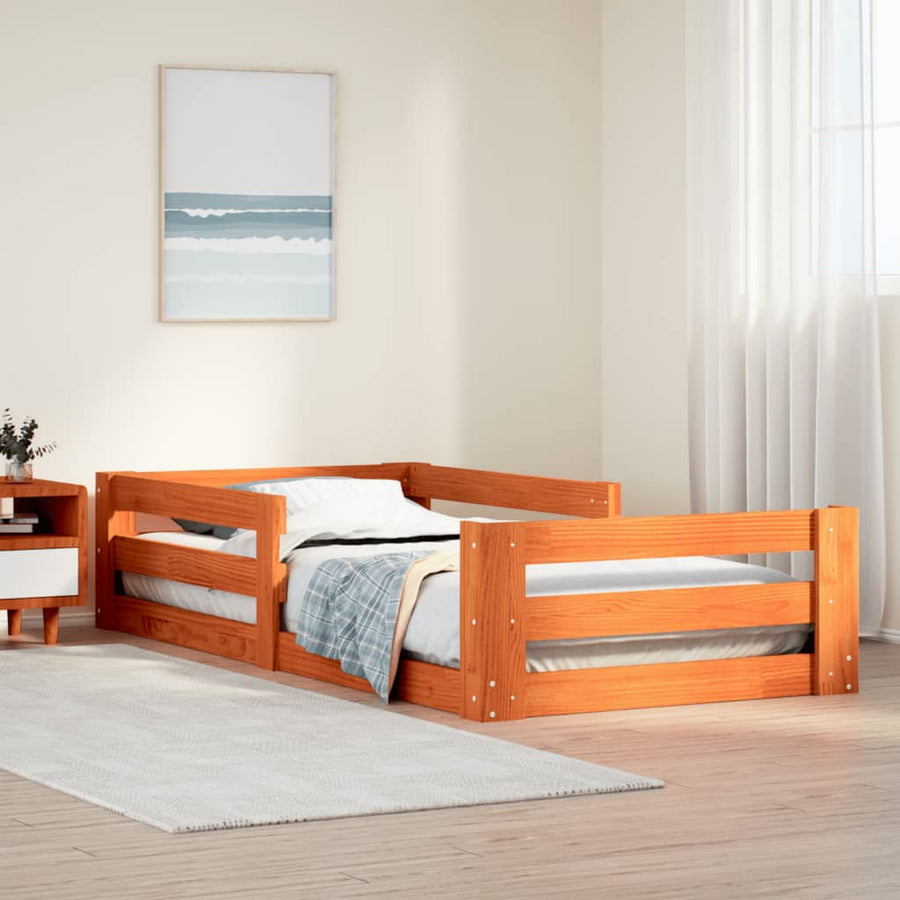 Bedframe zonder matras massief grenenhout wasbruin 80x200 cm
