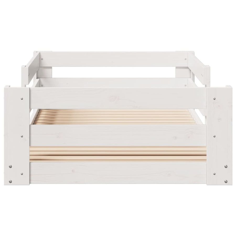 Bedframe zonder matras massief grenenhout wit 90x200 cm