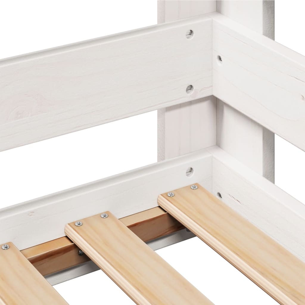 Bedframe zonder matras massief grenenhout wit 90x200 cm