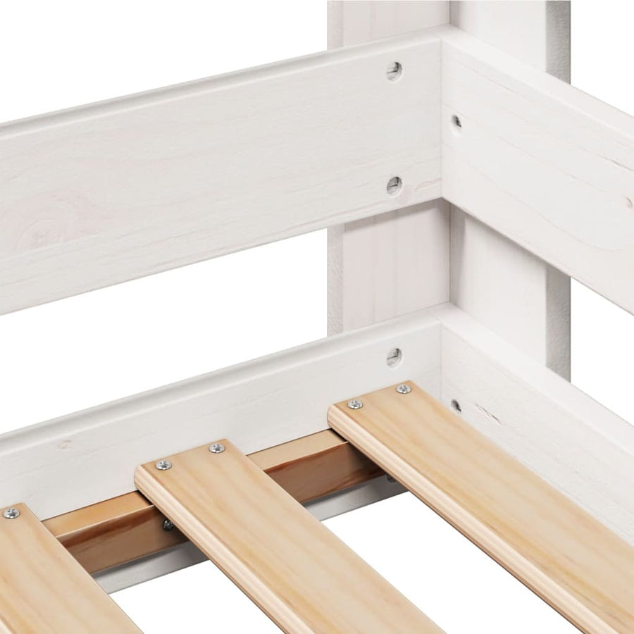 Bedframe zonder matras massief grenenhout wit 90x200 cm