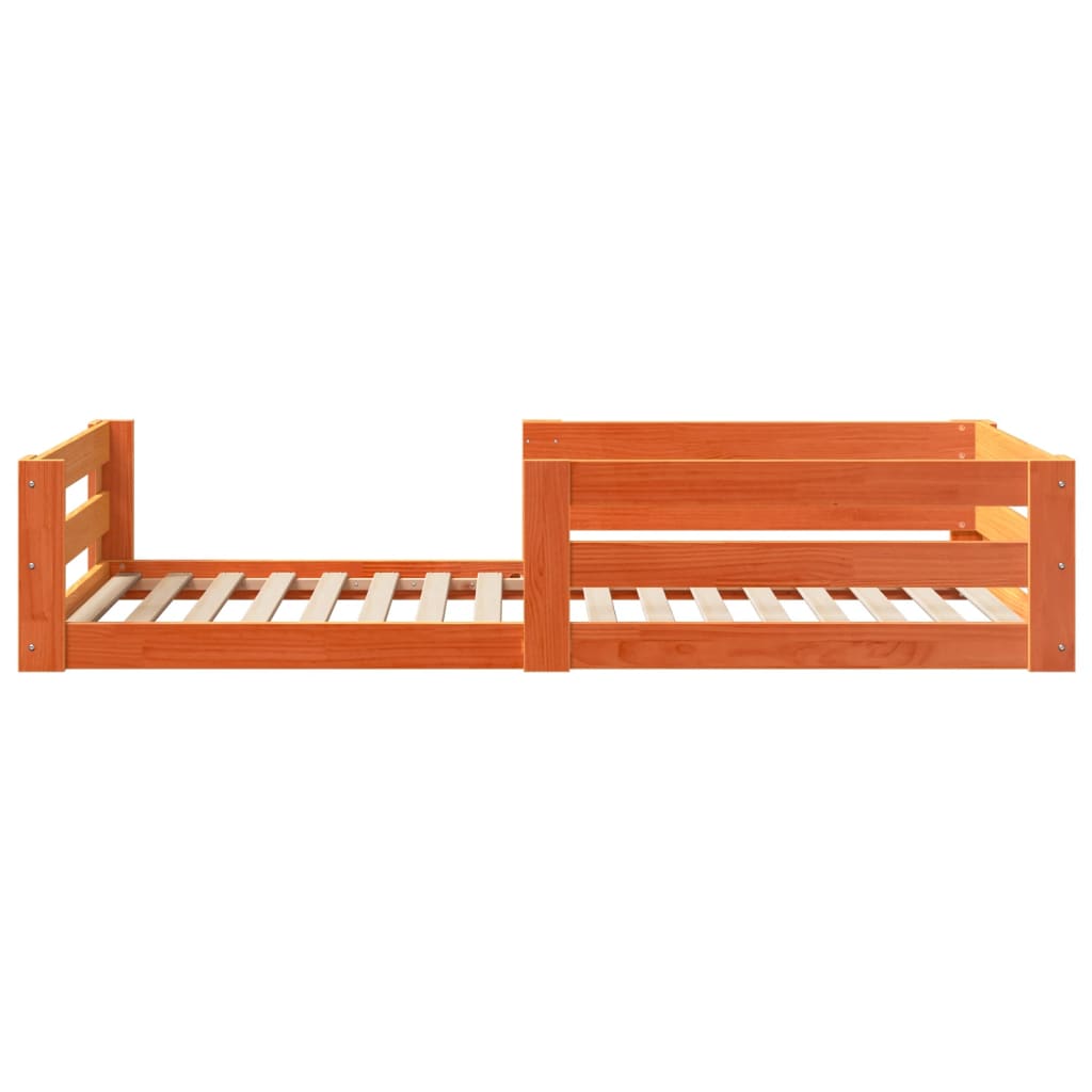 Bedframe zonder matras massief grenenhout wasbruin 90x200 cm