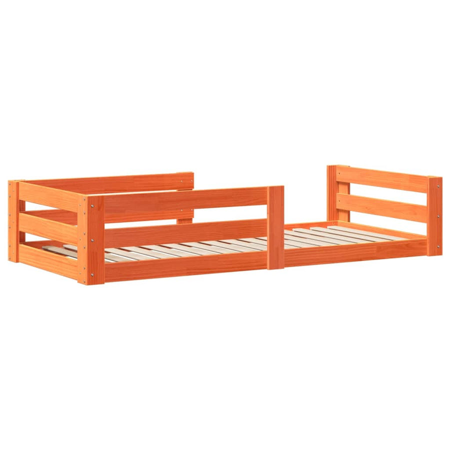 Bedframe zonder matras massief grenenhout wasbruin 90x200 cm