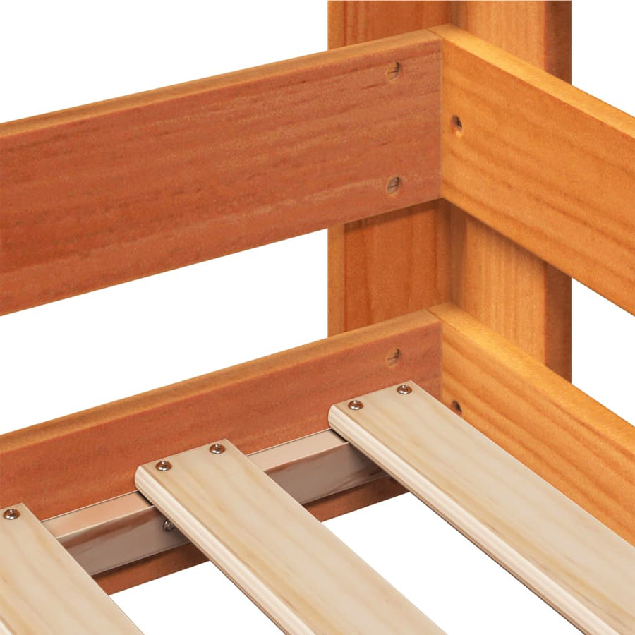Bedframe zonder matras massief grenenhout wasbruin 90x200 cm