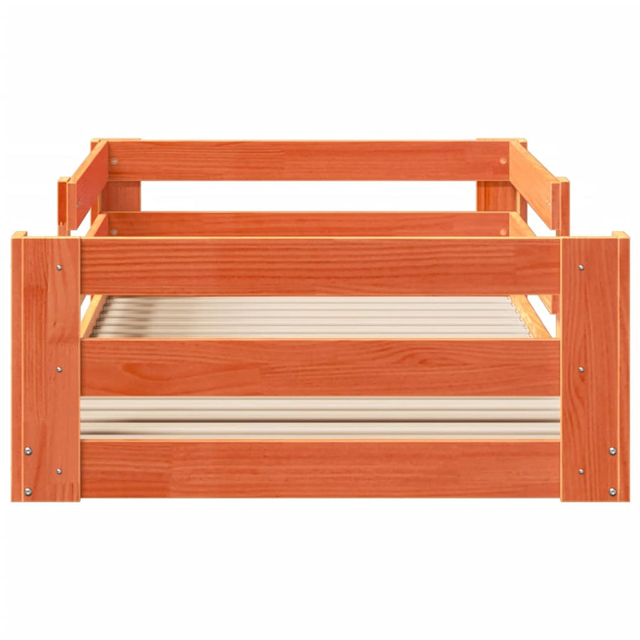 Bedframe zonder matras massief grenenhout wasbruin 100x200 cm