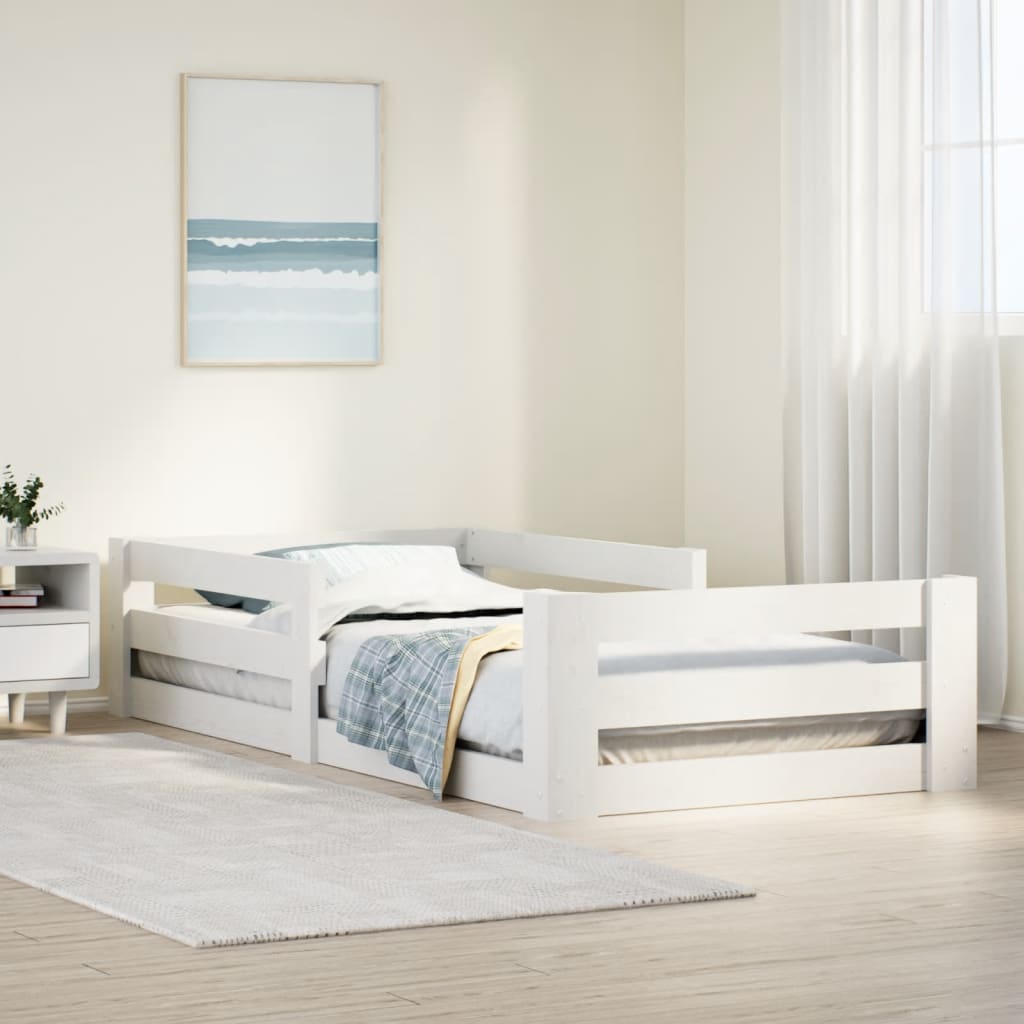 Bedframe zonder matras massief grenenhout wit 70x140 cm