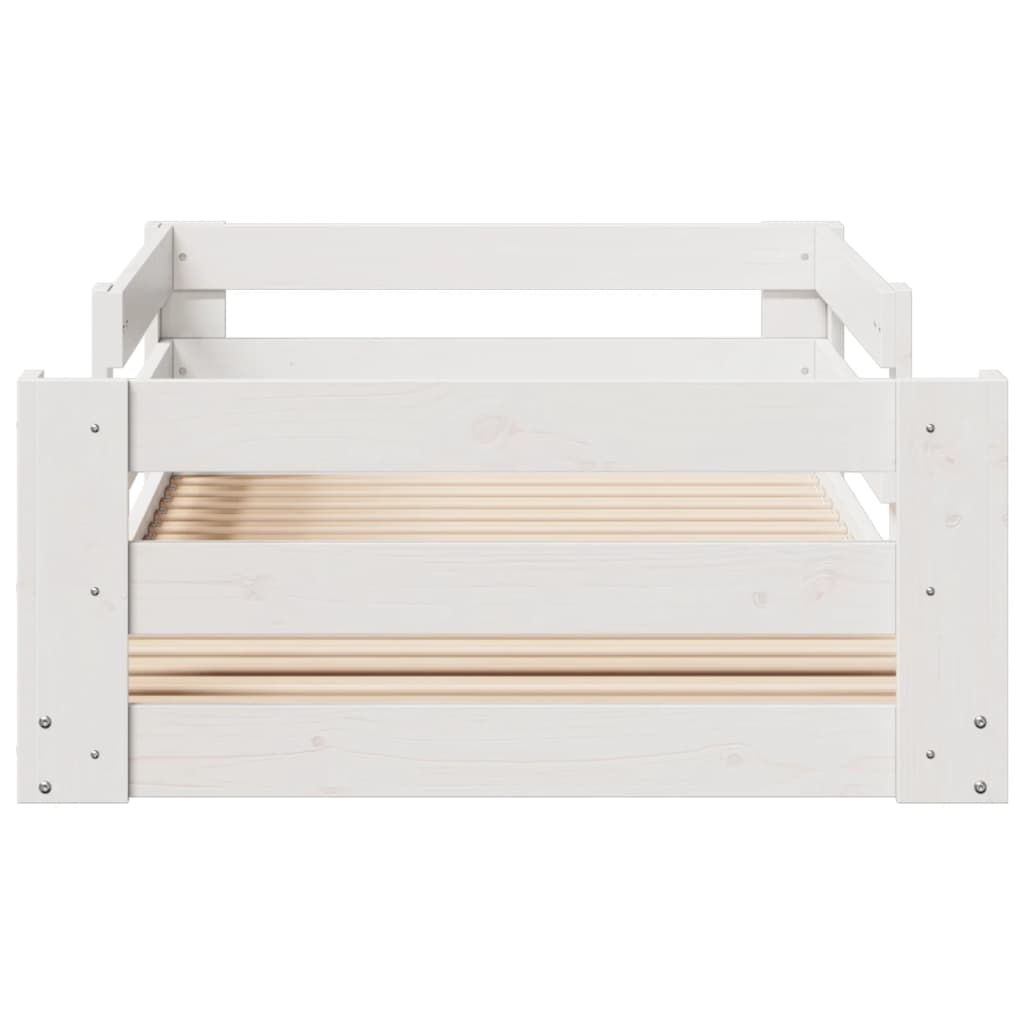 Bedframe Zonder Matras Massief Grenenhout 80 x 160 cm Wit