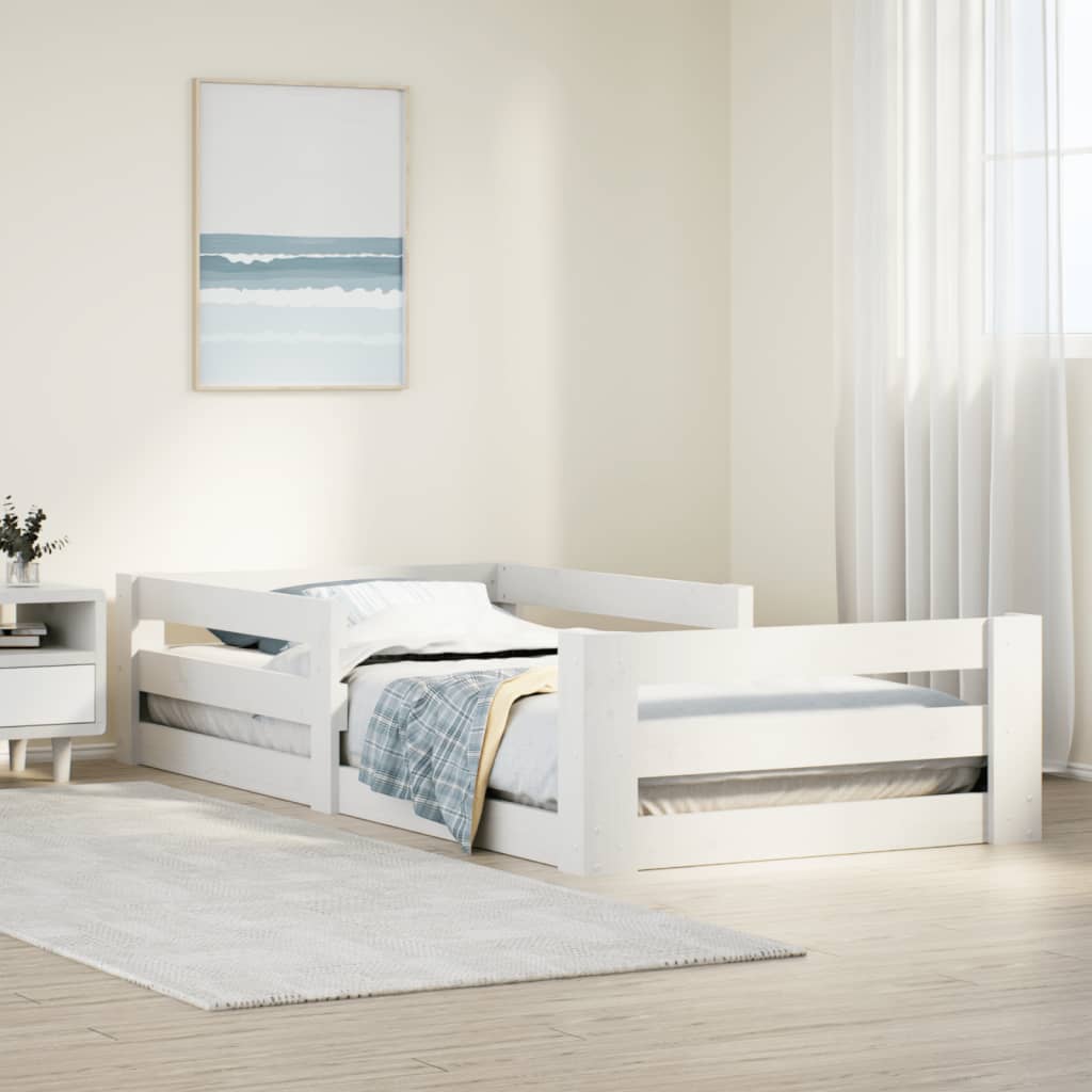Bedframe Zonder Matras Massief Grenenhout 80 x 160 cm Wit