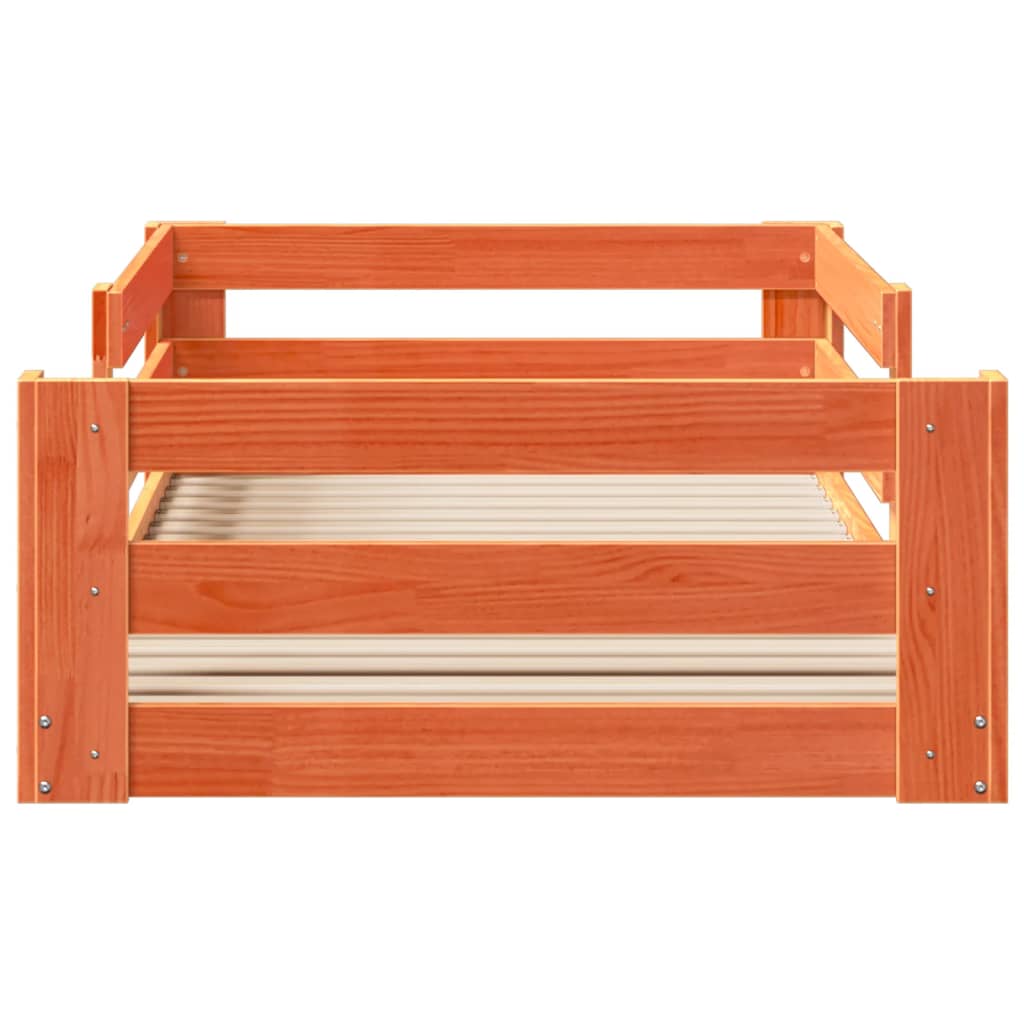 Bedframe zonder matras massief grenenhout wasbruin 80x190 cm