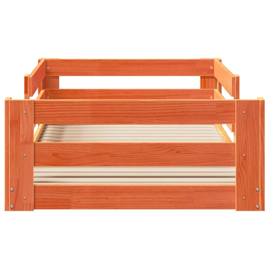 Bedframe zonder matras massief grenenhout wasbruin 80x190 cm