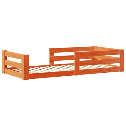 Bedframe zonder matras massief grenenhout wasbruin 90x190 cm