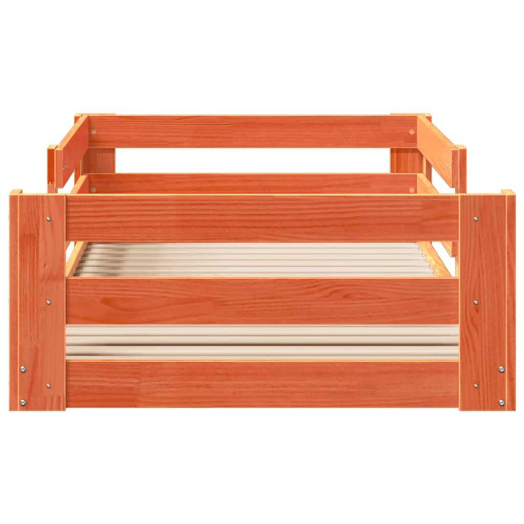 Bedframe zonder matras massief grenenhout wasbruin 90x190 cm