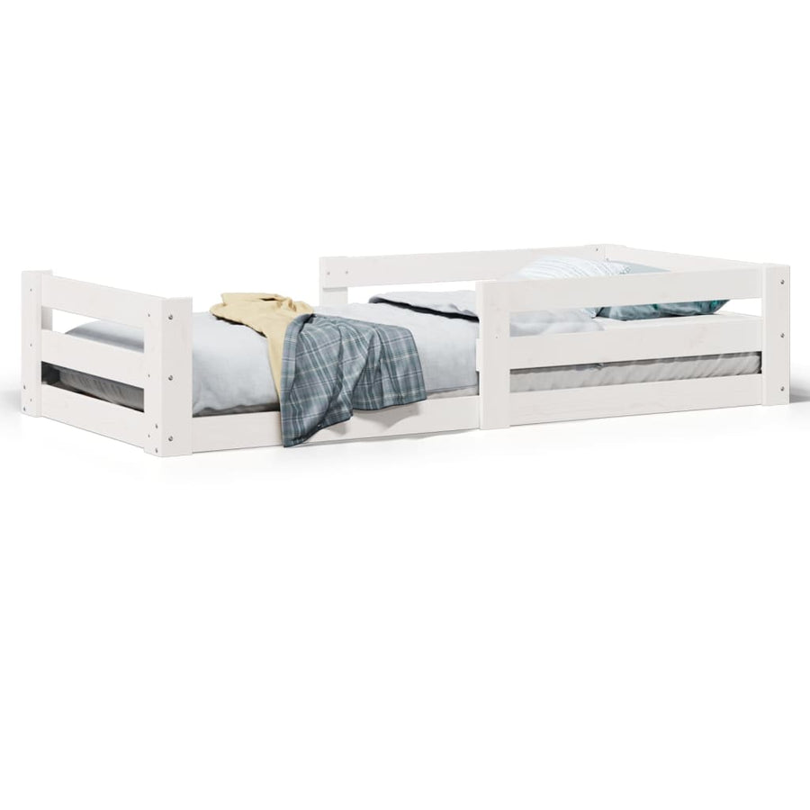 Bedframe zonder matras massief grenenhout wit 75x190 cm
